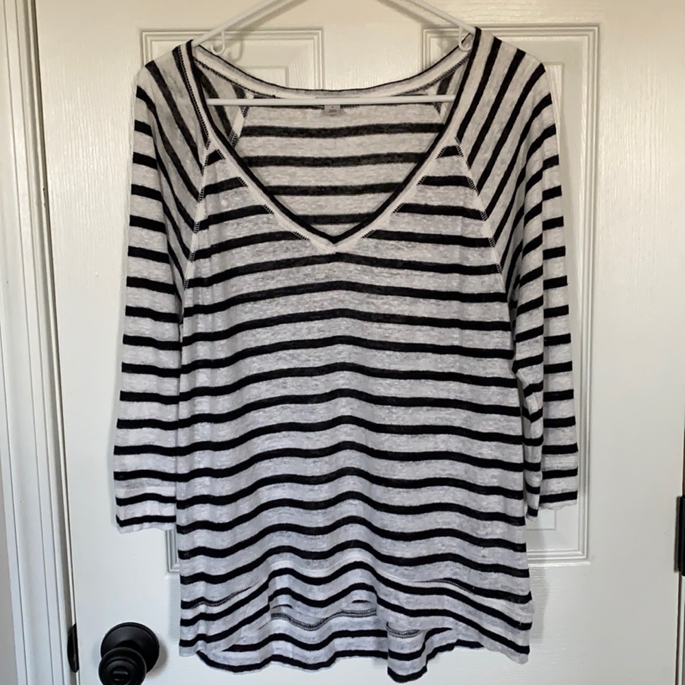 Halogen Striped V Neck Sweater